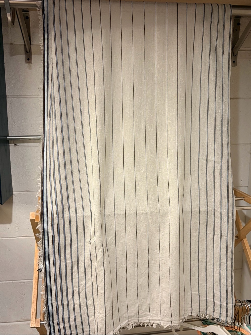 Gucci soft white and Navy Striped Scarf Wrap